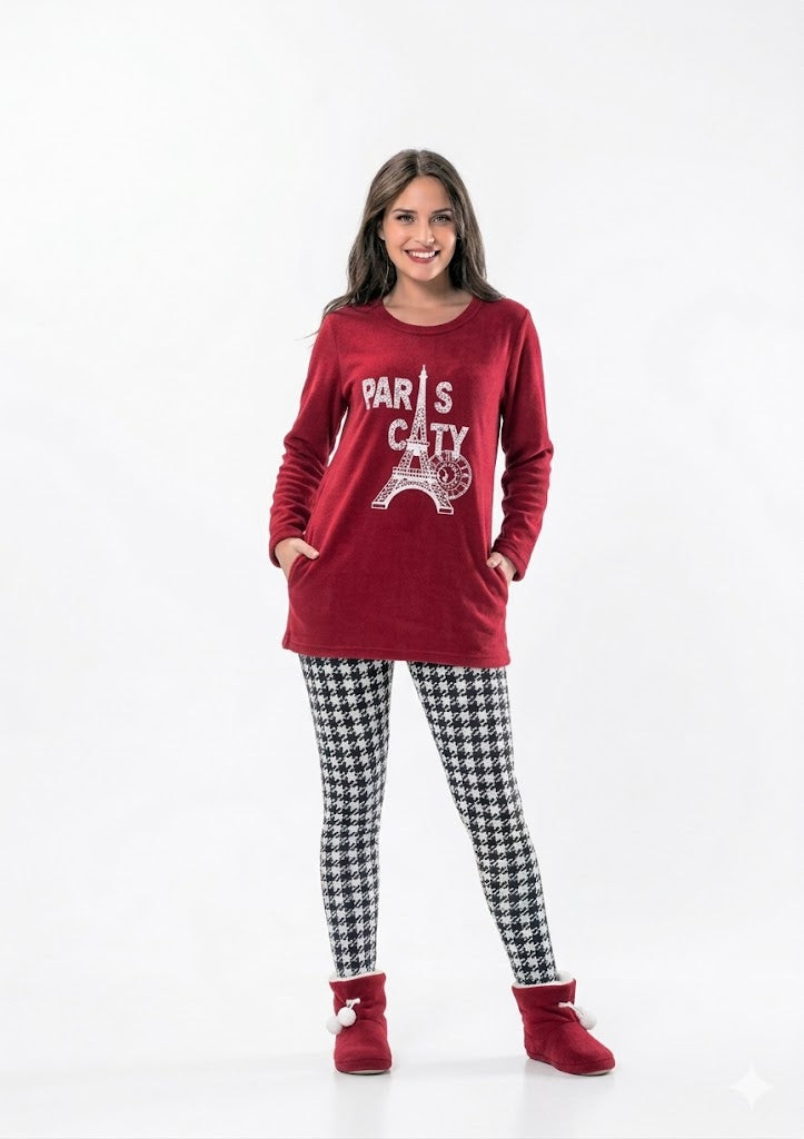 Eiffel Tower Paris City Winter Pyjamas set - 2 Pieces