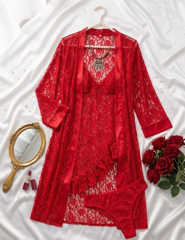 Wren Chemise & Robe Set sexy Nightwear - 3 Pieces