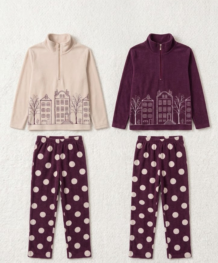 Spotted purple / Ecru cool Pyjamas set - 2 Pieces