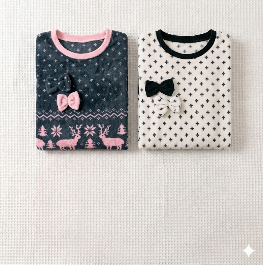 Winter Reindeer Double Bow Sexy Pyjamas set -1 Piece