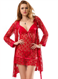Clara Sexy Babydoll Set with See-Through Robe - 3 Pieces