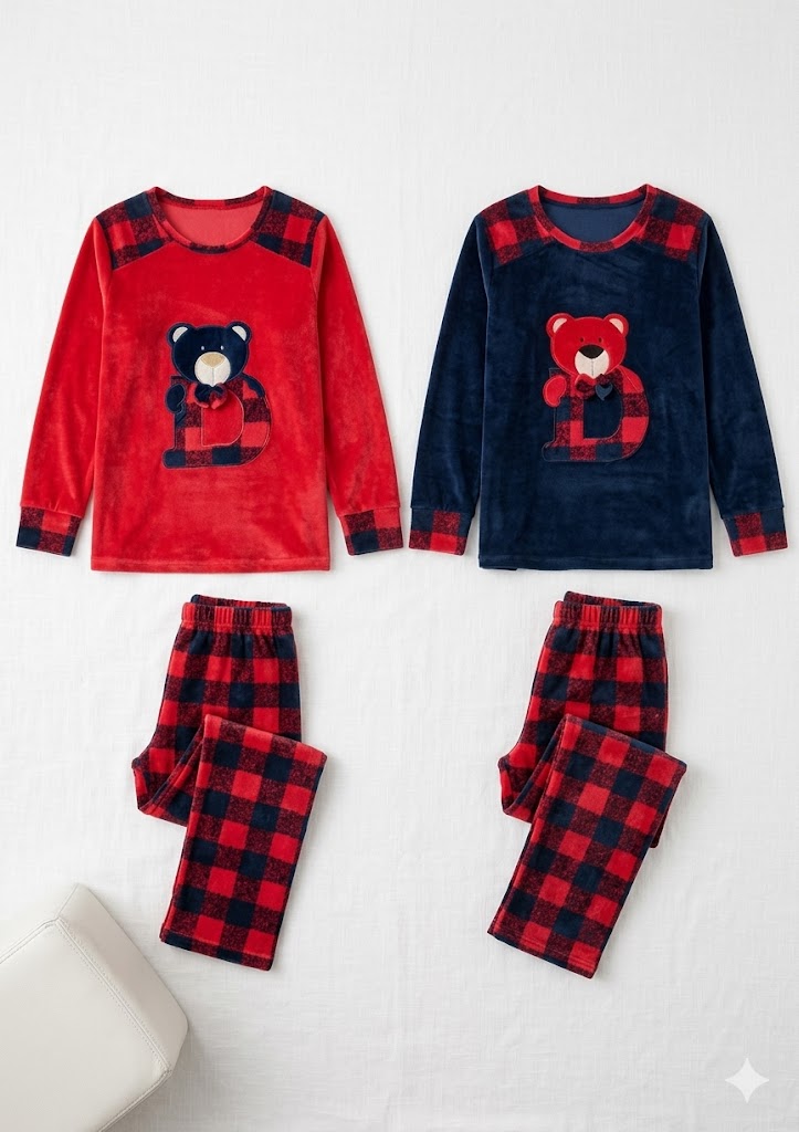 Teddy Bear Old School Winter  Pyjamas set - 2 Pieces