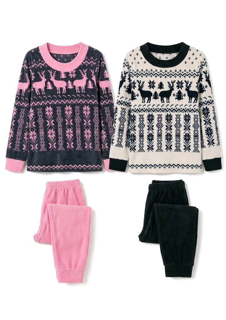 Winter Reindeer Opened collar Pyjamas set - 2 Pieces