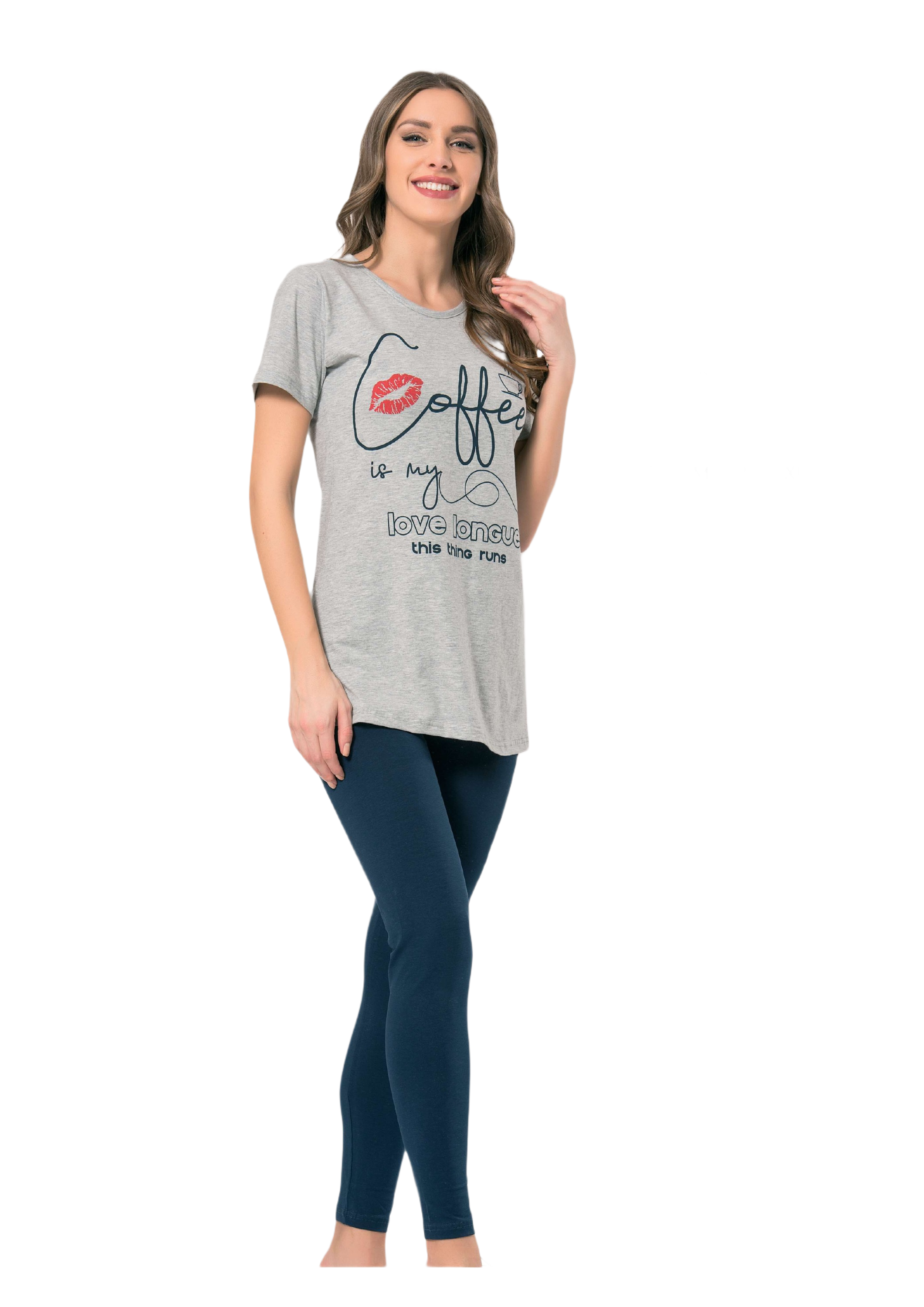 Women Coffee Lover Kiss Lounge Pyjamas Set - 2 Pieces