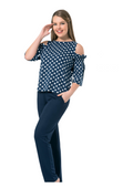 Women Blue Spotted Sexy Summer Pyjamas Set - 2 Pieces