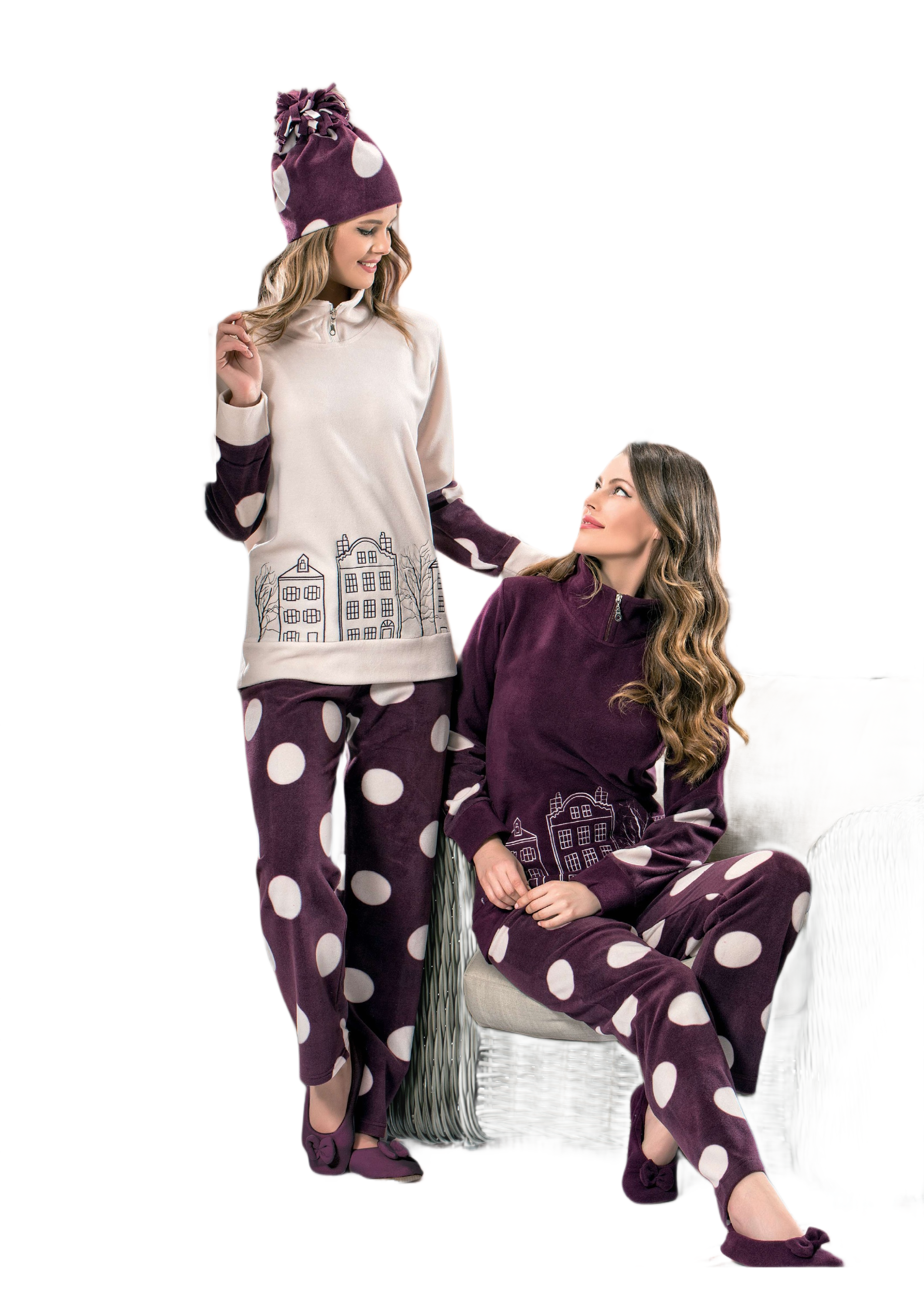 Spotted purple / Ecru cool Pyjamas set - 2 Pieces