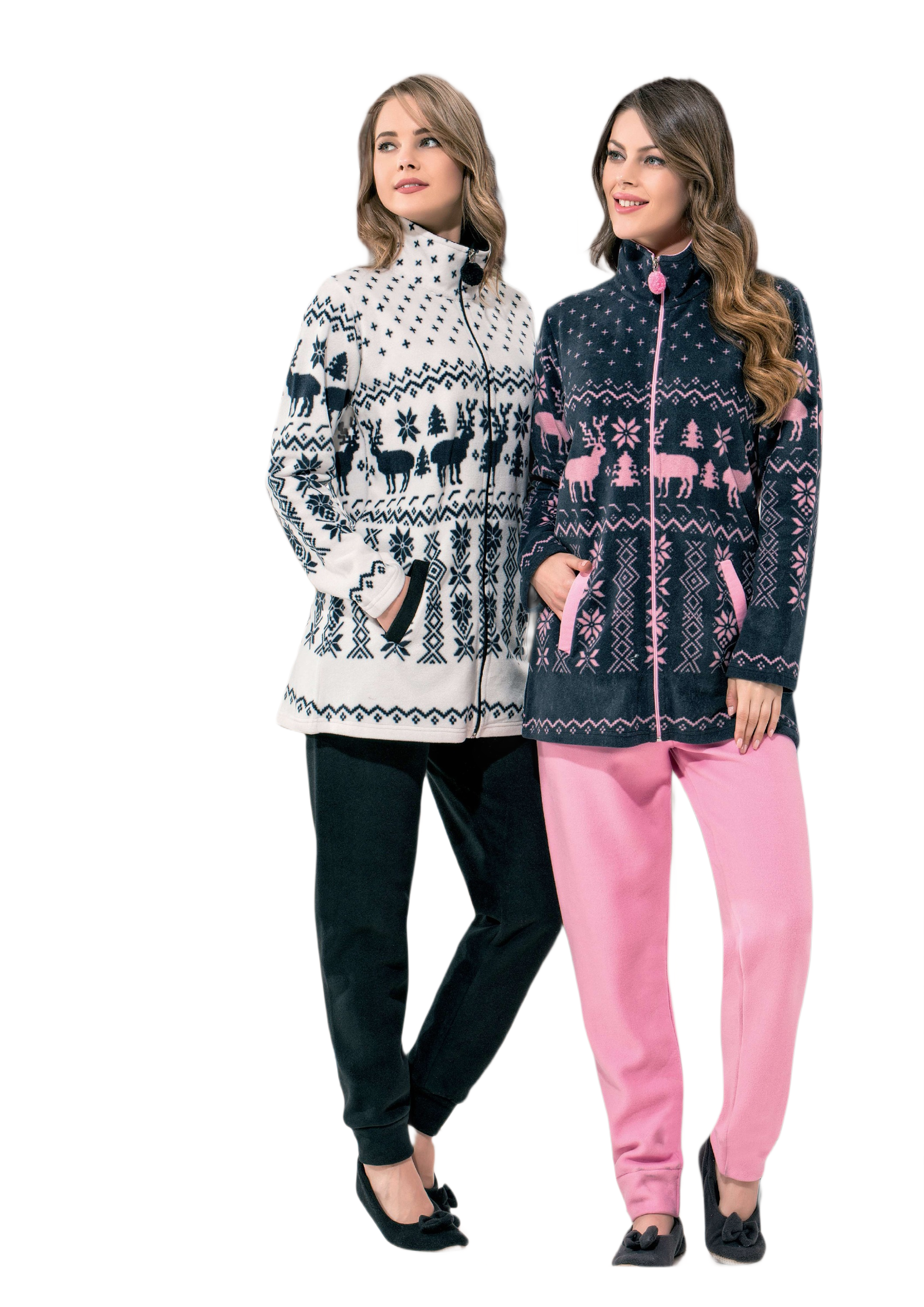 Winter Reindeer High collar Pyjamas set - 2 Pieces