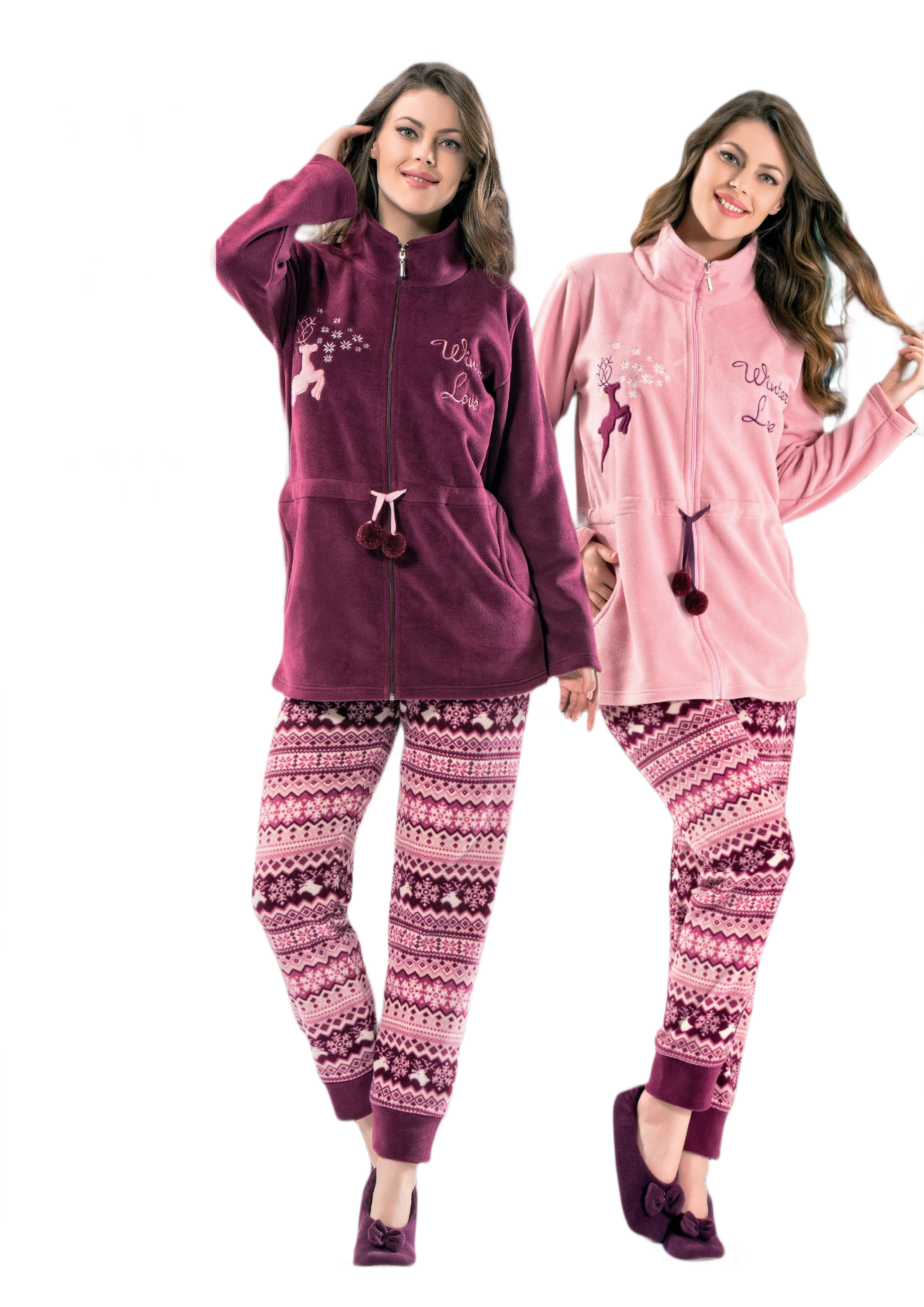Love Winter Waist Lace  Pyjamas set - 2 Pieces
