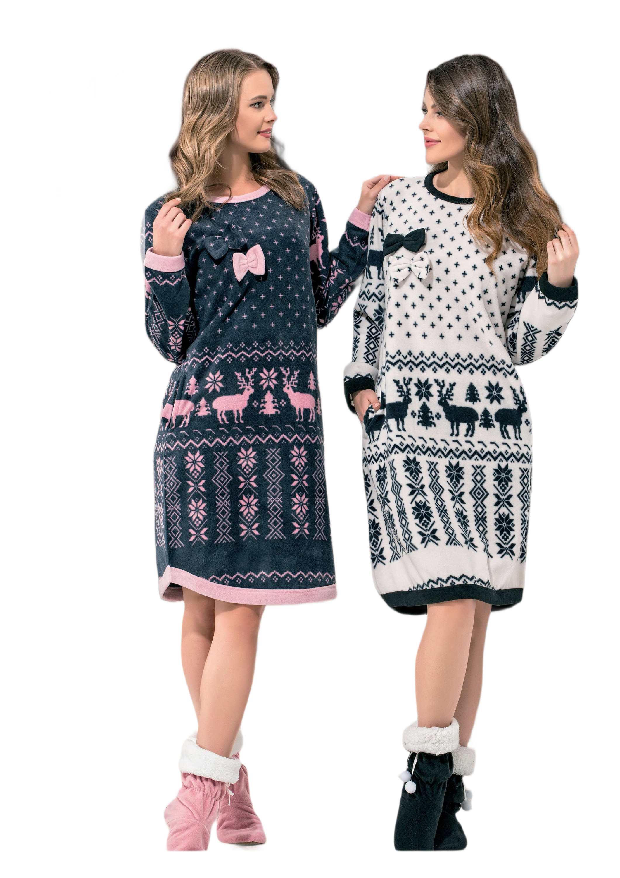 Winter Reindeer Double Bow Sexy Pyjamas set -1 Piece