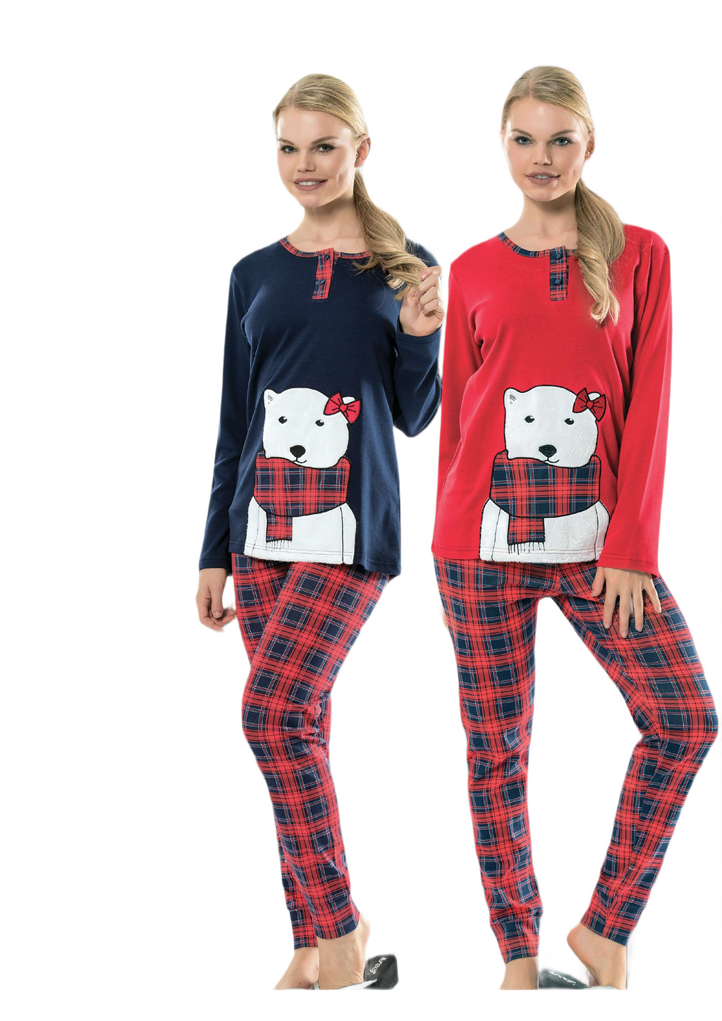Big Bear Dark-Blue/Red old school Winter Pyjamas set - 2 Pieces