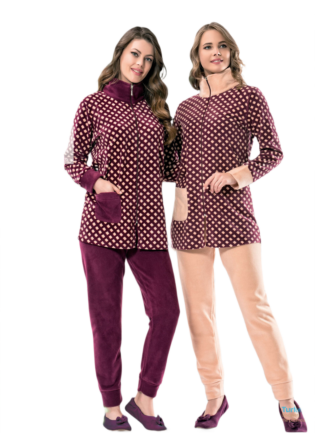 Winter Spotted Purple high collar Pyjamas set - 2 Pieces